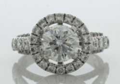 18ct White Gold Single Stone With Halo Setting Ring (2.00) 3.12 Carats