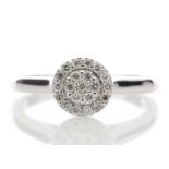 9ct White Gold Diamond Cluster Ring 0.24 Carats