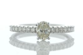 18ct White Gold Single Stone Oval Cut Diamond Ring (0.42) 0.67 Carats