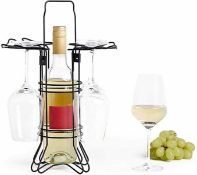 4 x Wine Bottle & Glass Holder