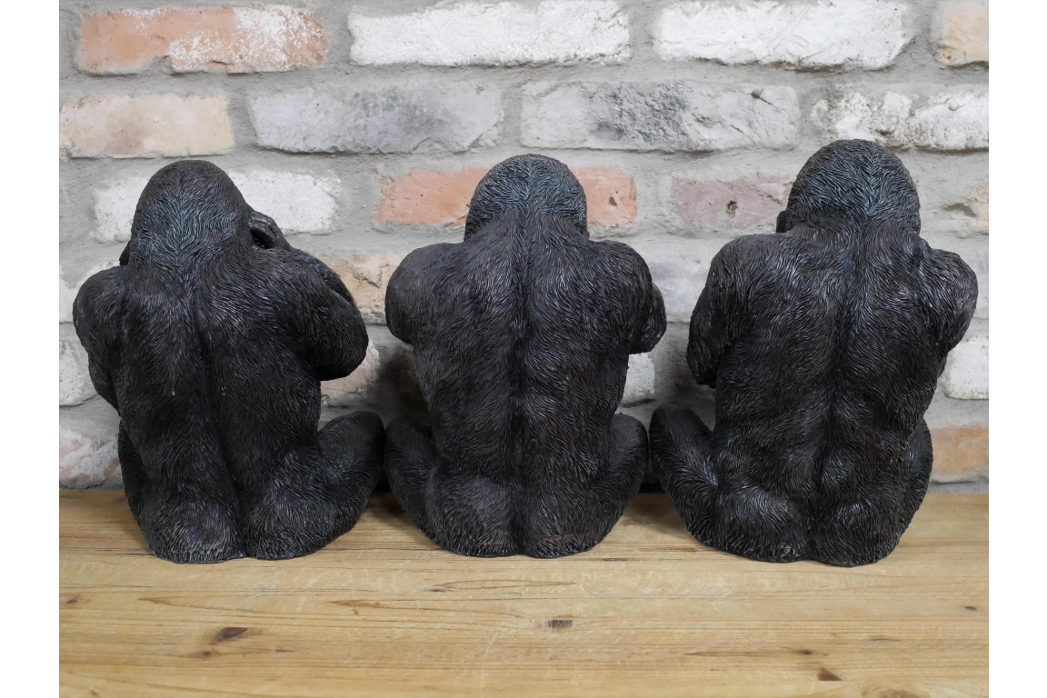 Set of 3 Large Wise Gorilla Ornaments - Image 2 of 5
