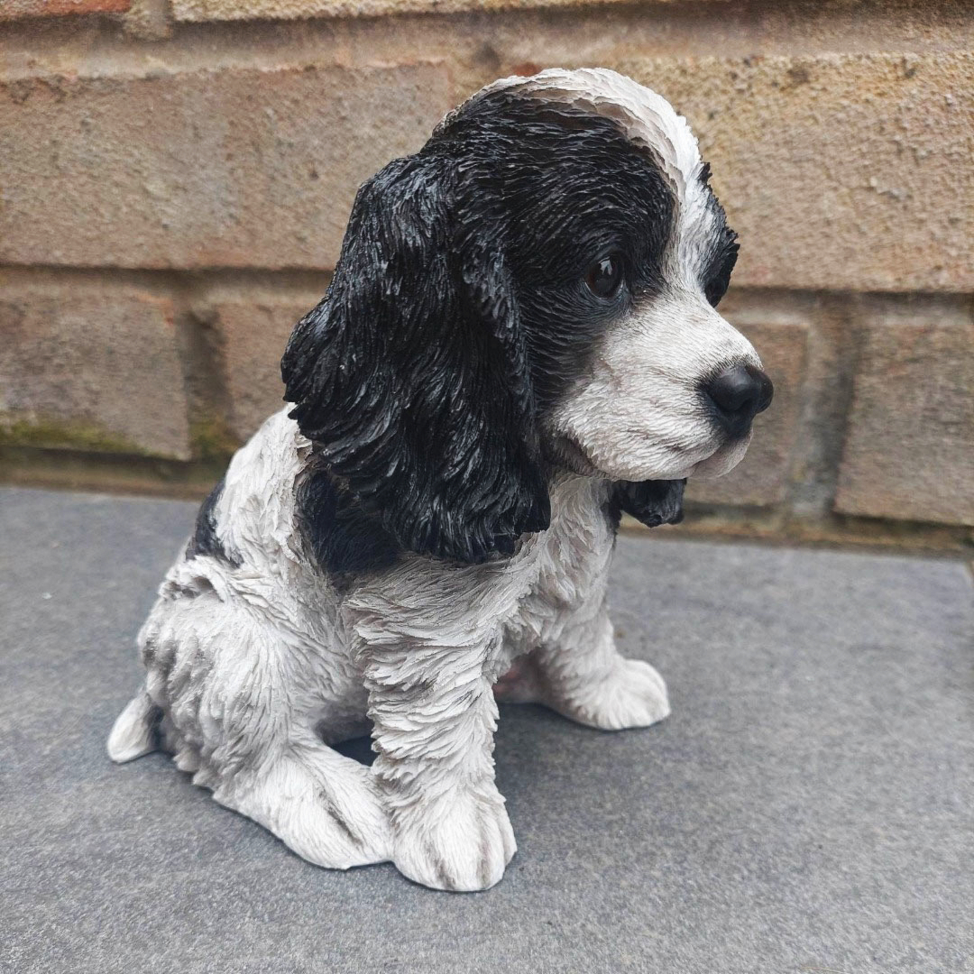 Black and White Cocker Spaniel Puppy Garden or Home Ornament - Image 4 of 5