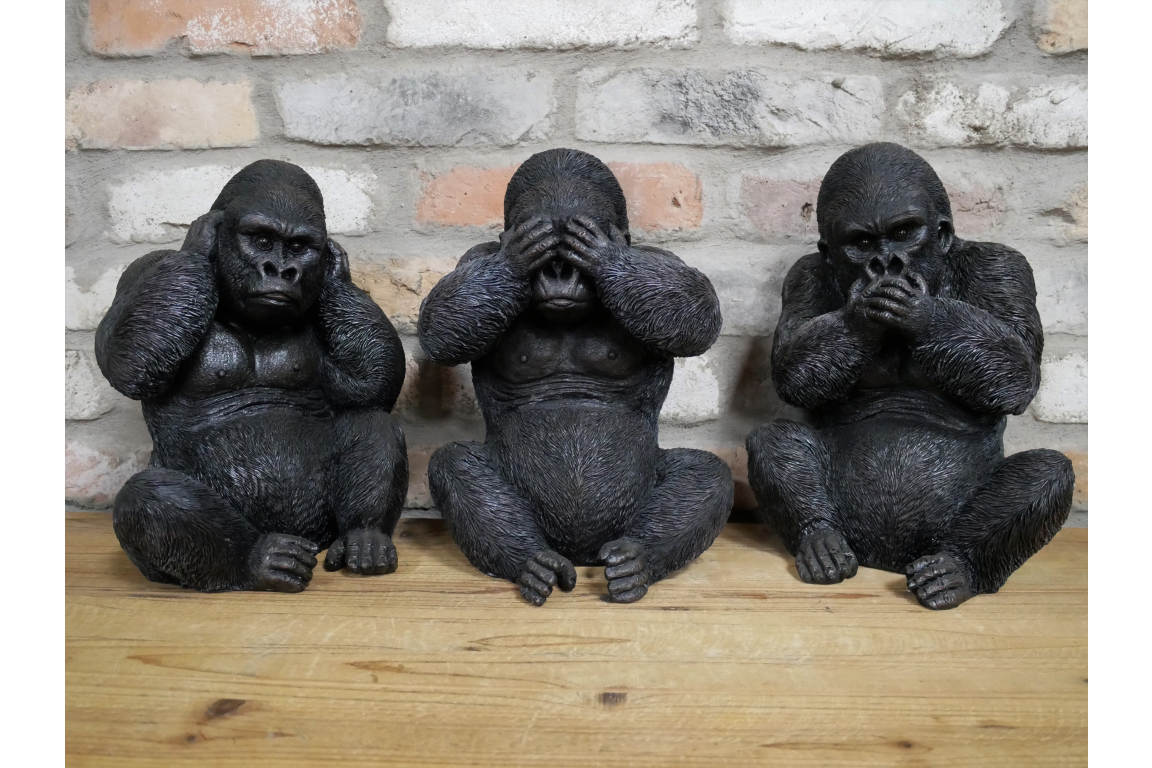 Set of 3 Large Wise Gorilla Ornaments