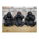 Set of 3 Large Wise Gorilla Ornaments