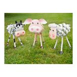 Cow Sheep and Pig Metal Garden Ornaments