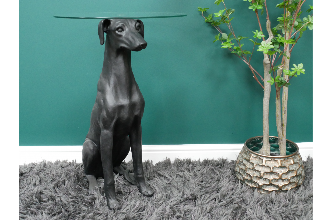 Large Black Dog Side Table