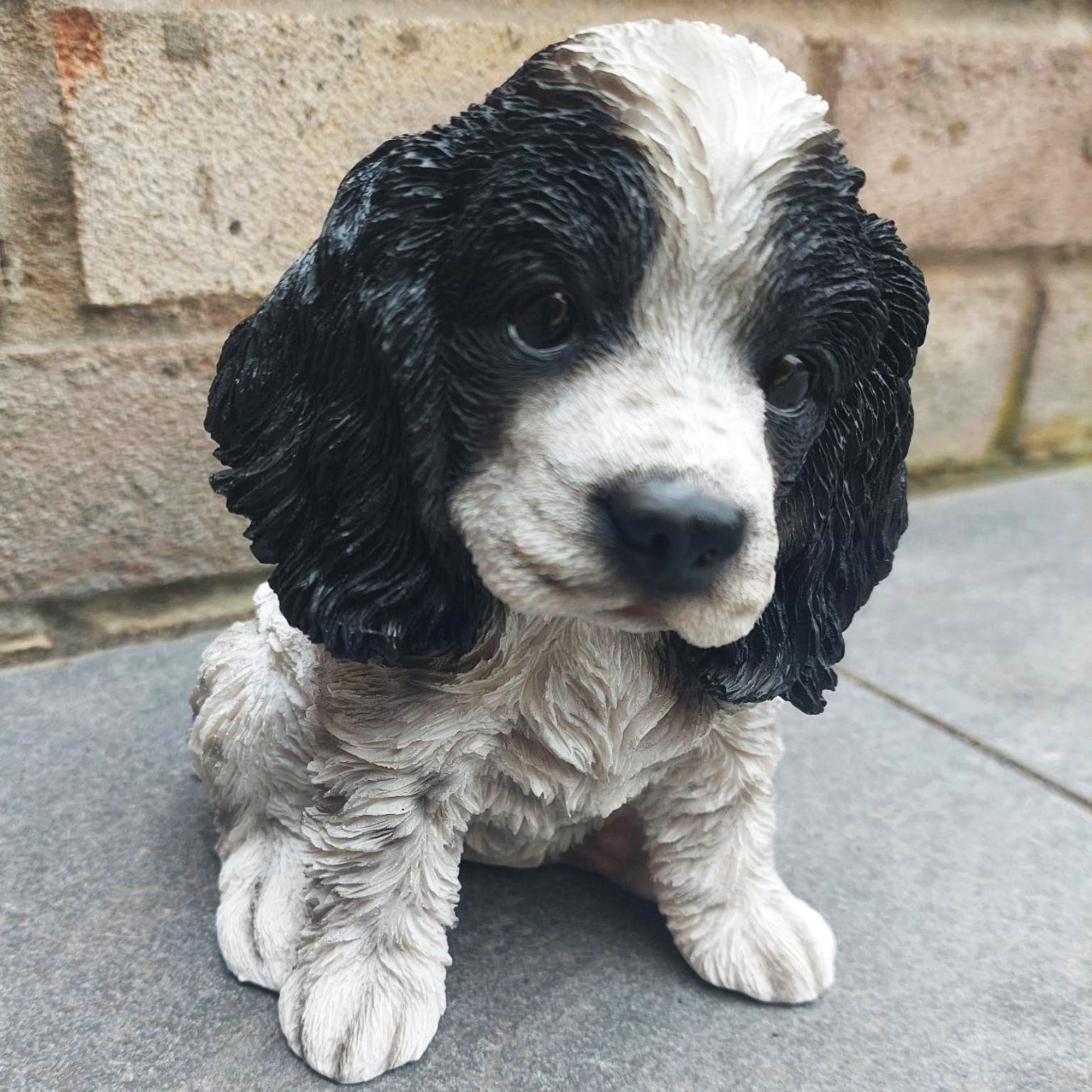 Black and White Cocker Spaniel Puppy Garden or Home Ornament - Image 5 of 5