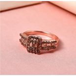 New! Natural Champagne Diamond Ring in 18K Vermeil Rose Gold Overlay Sterling Silver