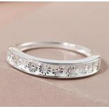 New! Diamond Half Eternity Ring In Sterling Silver