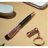 New! Ruby Filled Ball Pen With Keychain