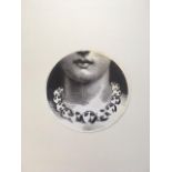 Fornasetti - 10 inch (25cm) Wall Sticker, LINA, Variazioni No 107, LINA Necklace, Black and White