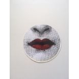Fornasetti - 10 inch (25cm) Wall Sticker, LINA, Variazioni No 20, LINA Red Hot Lips, Red, Black a...