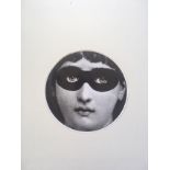 Fornasetti - 10 inch (25cm) Wall Sticker, LINA, Variazioni No 22, LINA Masked, Black and White
