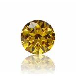 1 Pcs Diamond - 0.23 ct - Round Brilliant - Fancy Deep Orangy Yellow