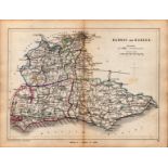 Antique Railway Map of Surrey & Sussex Drawn & Engraved by John Emslie.