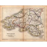 Antique Railway Map of South Wales Drawn & Engraved by John Emslie.