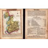 Lancashire Engraved Hand Coloured George IV Antique Map & Text.