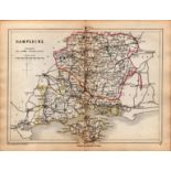Antique Railway Map of Hampshire Drawn & Engraved by John Emslie.