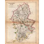 Antique Railway Map of Staffordshire Drawn & Engraved by John Emslie.