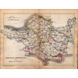 Antique Railway Map of Dorset Somerset Wiltshire Drawn & Engraved by John Emslie.