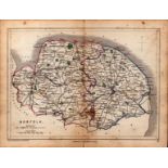 Antique Railway Map of Norfolk Drawn & Engraved by John Emslie.