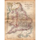 Antique Railway Map of Eng Wales Ireland France Drawn & Engraved by John Emslie.