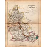Oxfordshire & Berkshire Antique Railway Map of Drawn & Engraved by John Emslie.