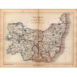 Antique Railway Map of Suffolk Drawn & Engraved by John Emslie.