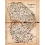 Antique Railway Map of Lincolnshire Drawn & Engraved by John Emslie.