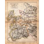 Antique Railway Map of West Yorks & Lancs Drawn & Engraved by John Emslie.