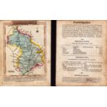 Cambridgeshire Engraved Hand Coloured George IV Antique Map & Text.