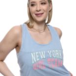 5X New York Girl Team pastel coloured, scoop neck crop top