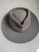 An Akruba Down Under Australian Hat With Band and Feather
