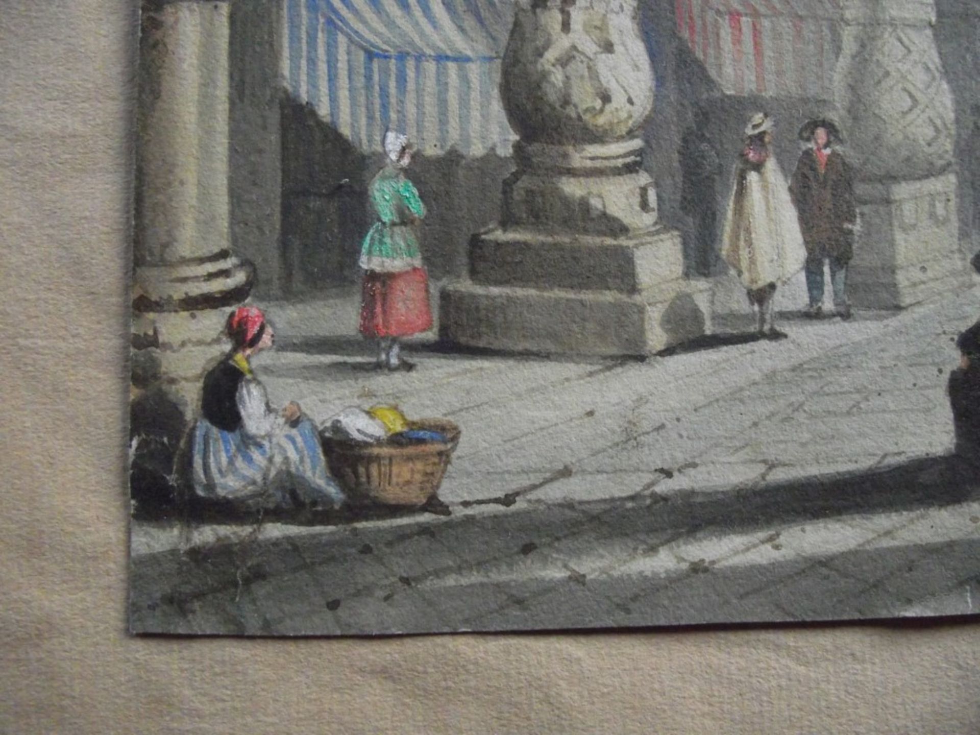Samuel Prout Watercolour - Figures In The Courtyard Of Prince-bishops' Palace Liege Belgium - 180... - Image 7 of 12