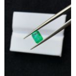 Certified Emerald 0.97Ct, Rectangular Step Cut Gemstone