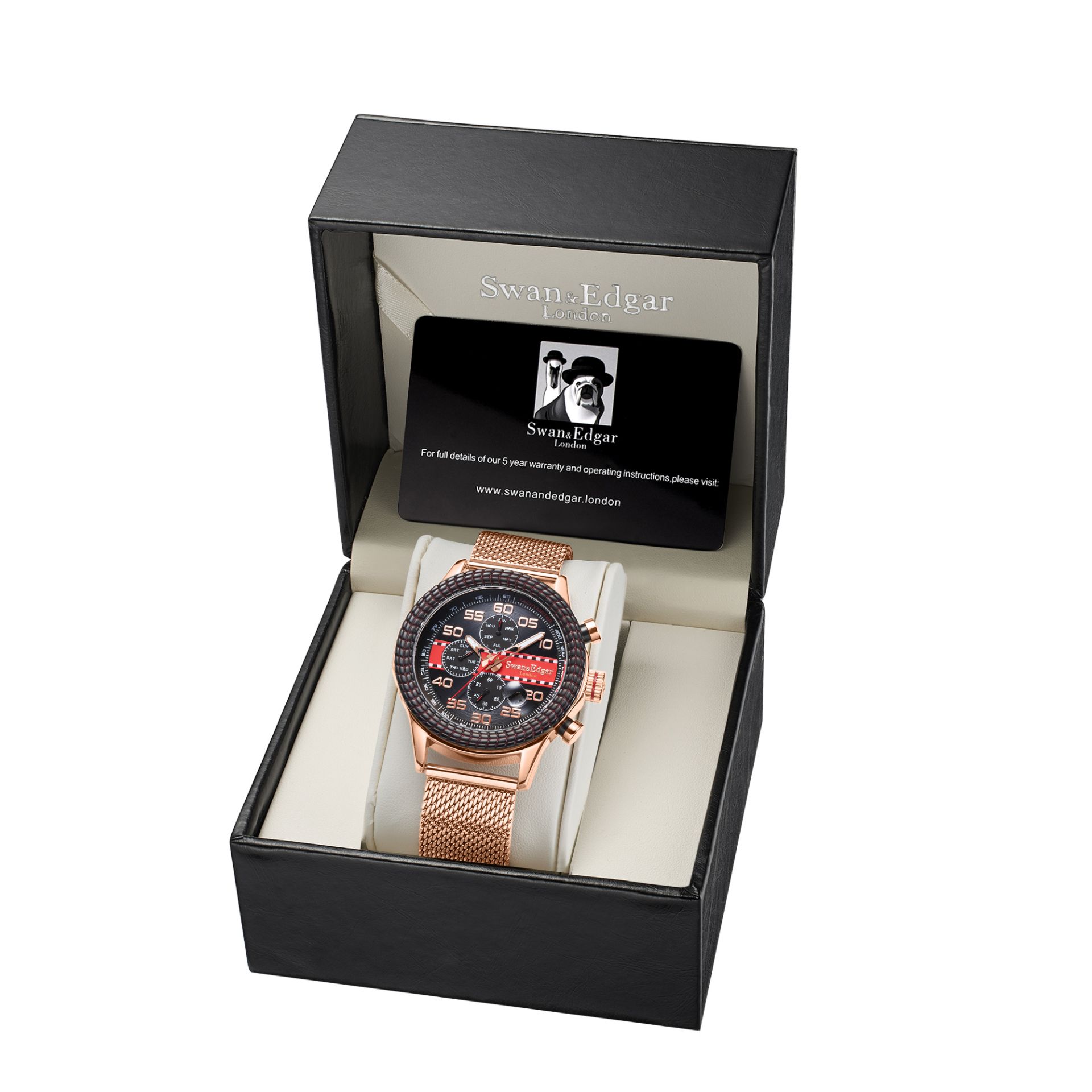 Limited Edition Swan & Edgar Race Line Automatic rose black - FREE DELIVERY & 5 YEAR WARRANTY - Image 2 of 5