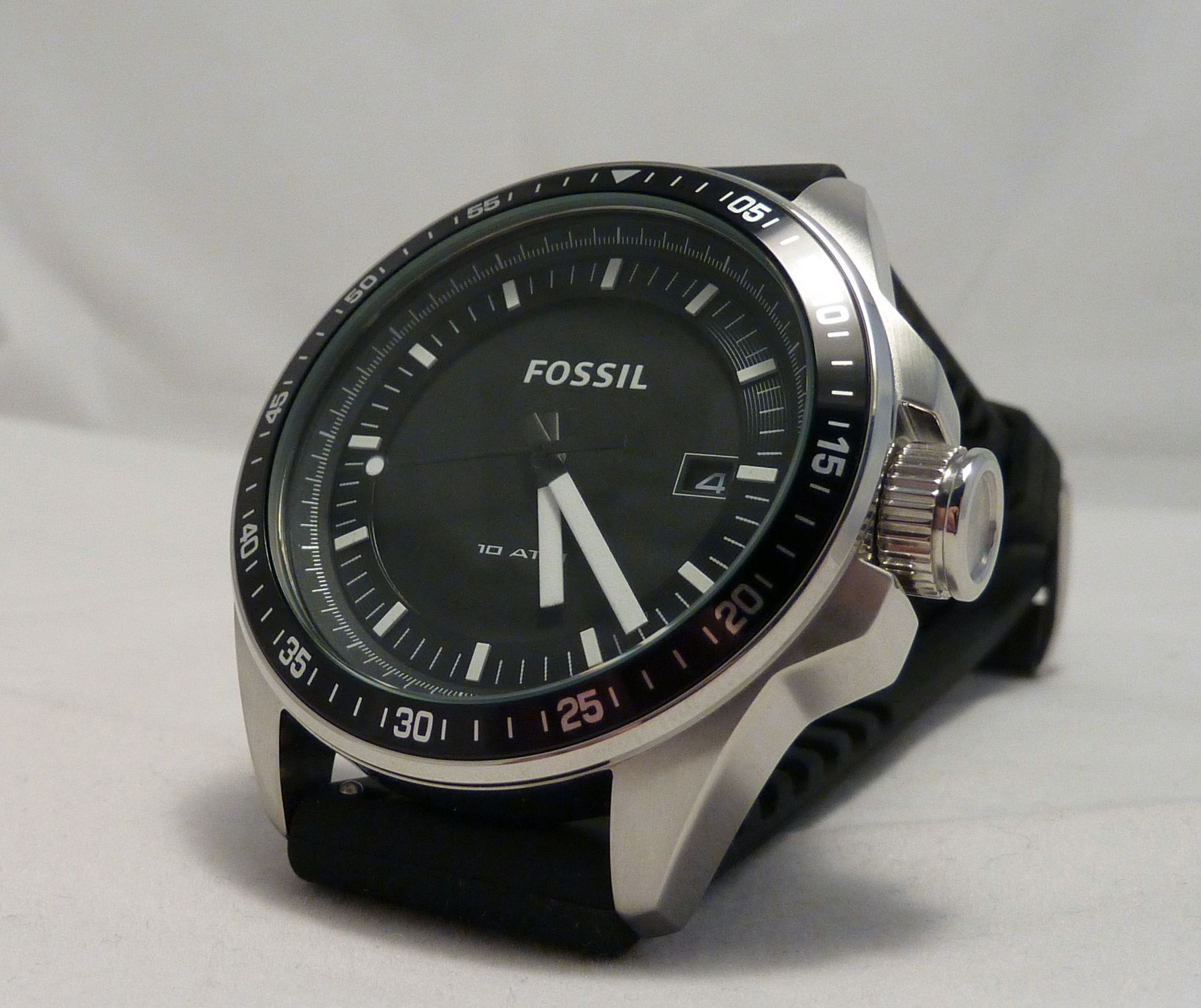 Fossil “Decker” - AM4384 Black silicon Strap Date watch.