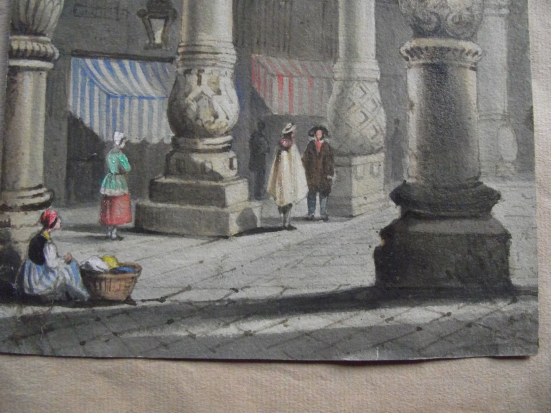 Samuel Prout Watercolour - Figures In The Courtyard Of Prince-bishops' Palace Liege Belgium - 180... - Image 4 of 12