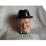 Winston Churchill tobacco jar/hat ashtray -T Lawrence Falcon Ware England 1950's