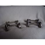 4 X Antique Egyptian Sphinx Knife Rests - Silver plate - no makers name.