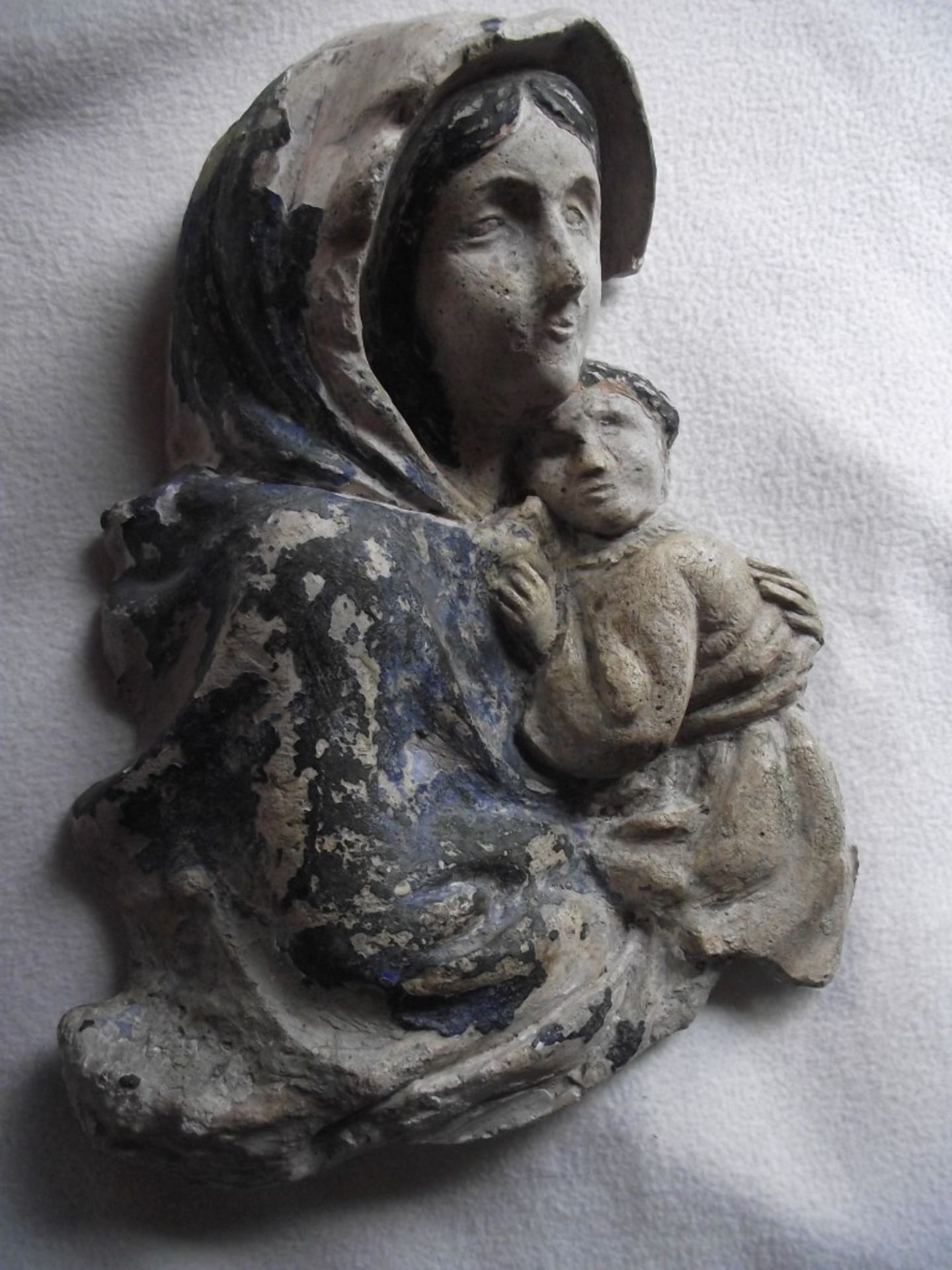 Antique Madonna & Child Wall Hanging Figure - 11 3/4"" High. - Image 12 of 21
