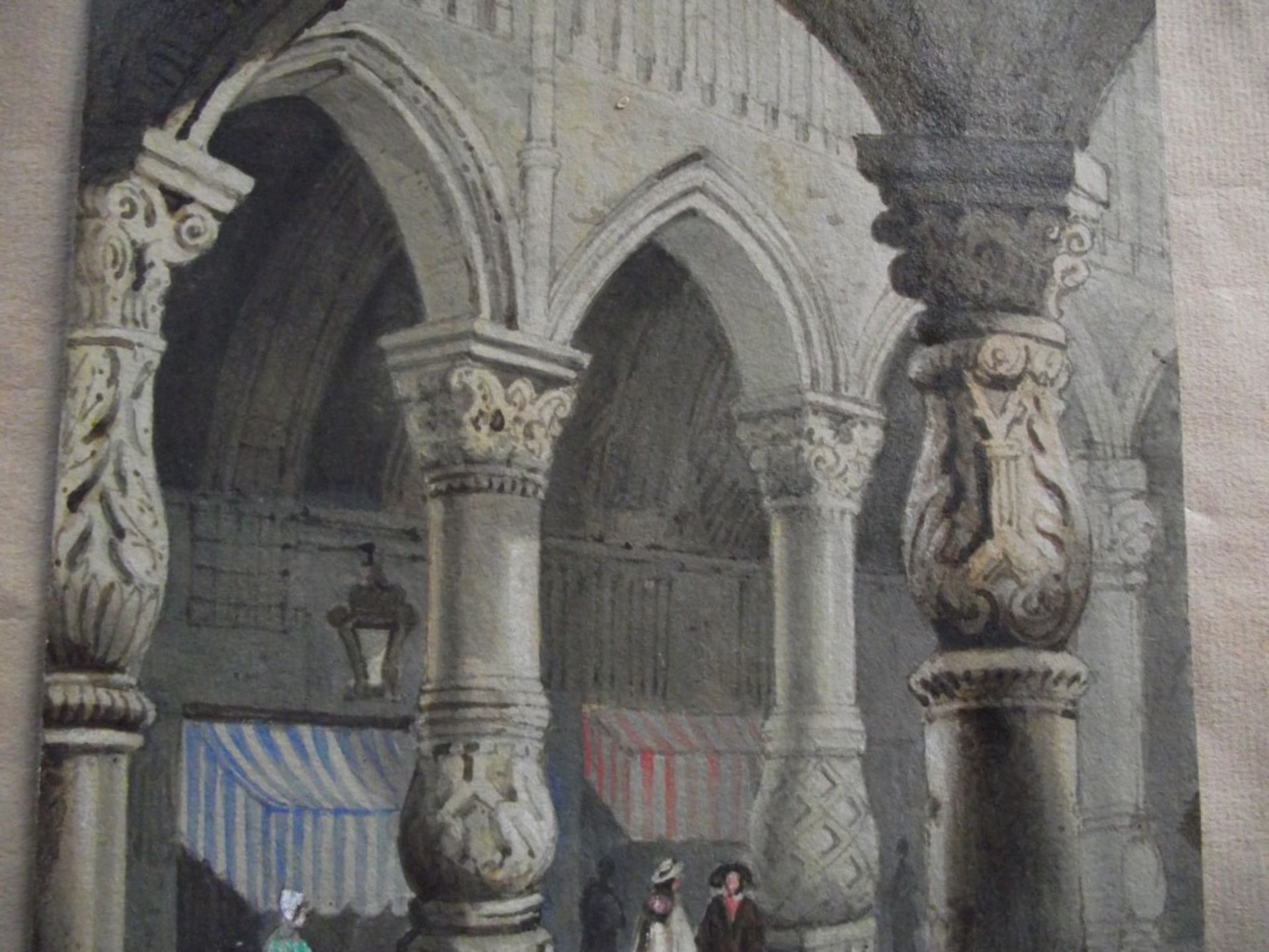 Samuel Prout Watercolour - Figures In The Courtyard Of Prince-bishops' Palace Liege Belgium - 180... - Image 5 of 12