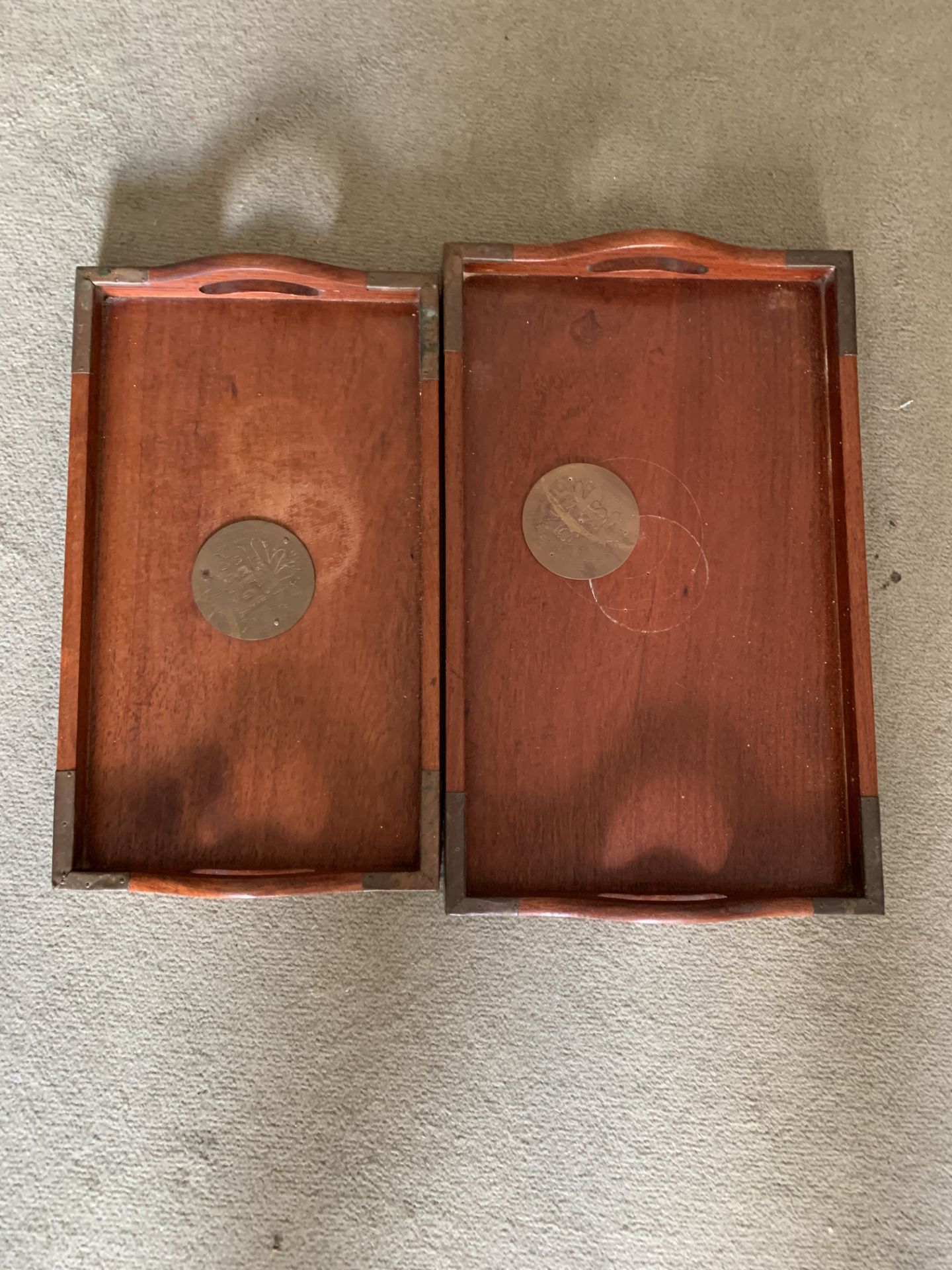 Pair of Antique Teak Trays, Shanghai 1930’s - Image 2 of 2