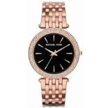 Michael Kors MK3402 Darci Black & Rose Gold-Tone Stainless Steel Ladies Watch