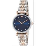 Emporio Armani AR11092 Ladies T-Bar Rose Gold & Silver Bracelet Quartz Designer Watch