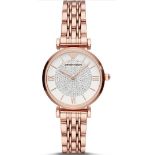 Emporio Armani AR11244 Ladies Gianni T-Bar Rose Gold Quartz Designer Watch