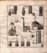 Chemistry Detailed Diagram 1799 George III Antique Copper Engraving.