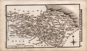 Yorkshire North Riding Antique Copper Engraved George IV Map by Sidney Hall.