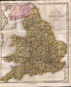 England & Wales Antique Coloured Copper Engraved George IV Map