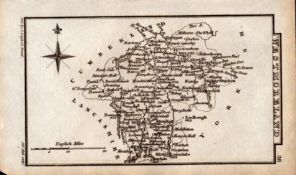 Cumbria Antique Copper Engraved George IV Map by Sidney Hall.
